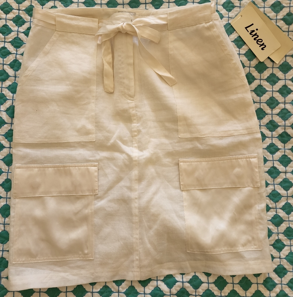 NWT -Allison Taylor White Linen Summer Skirt / Size 8